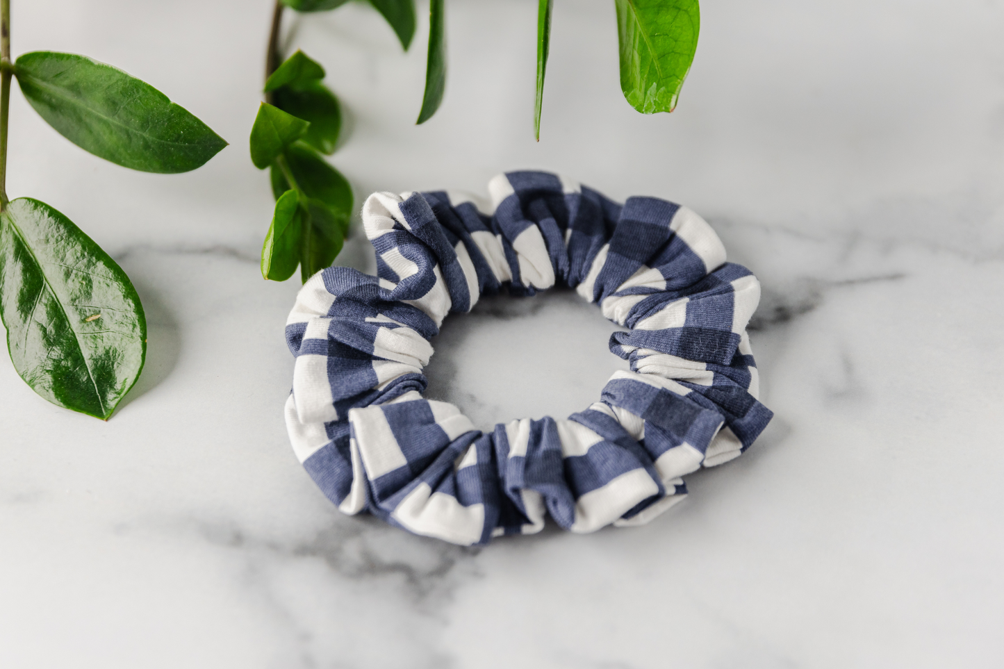 Blue Gingham Scrunchie