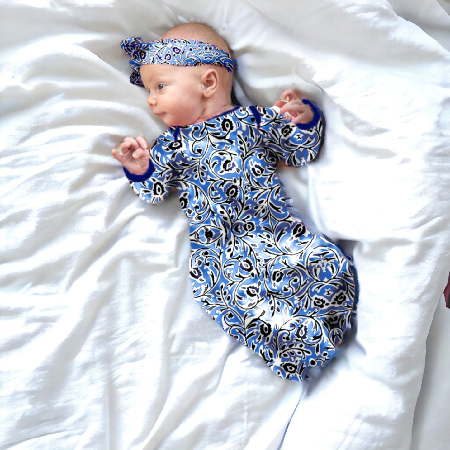 Natalia Robe & Baby Receiving Gown & Headband Set