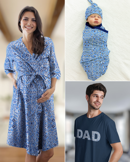 Natalia Robe & Newborn Swaddle Blanket Set & Dad T-Shirt