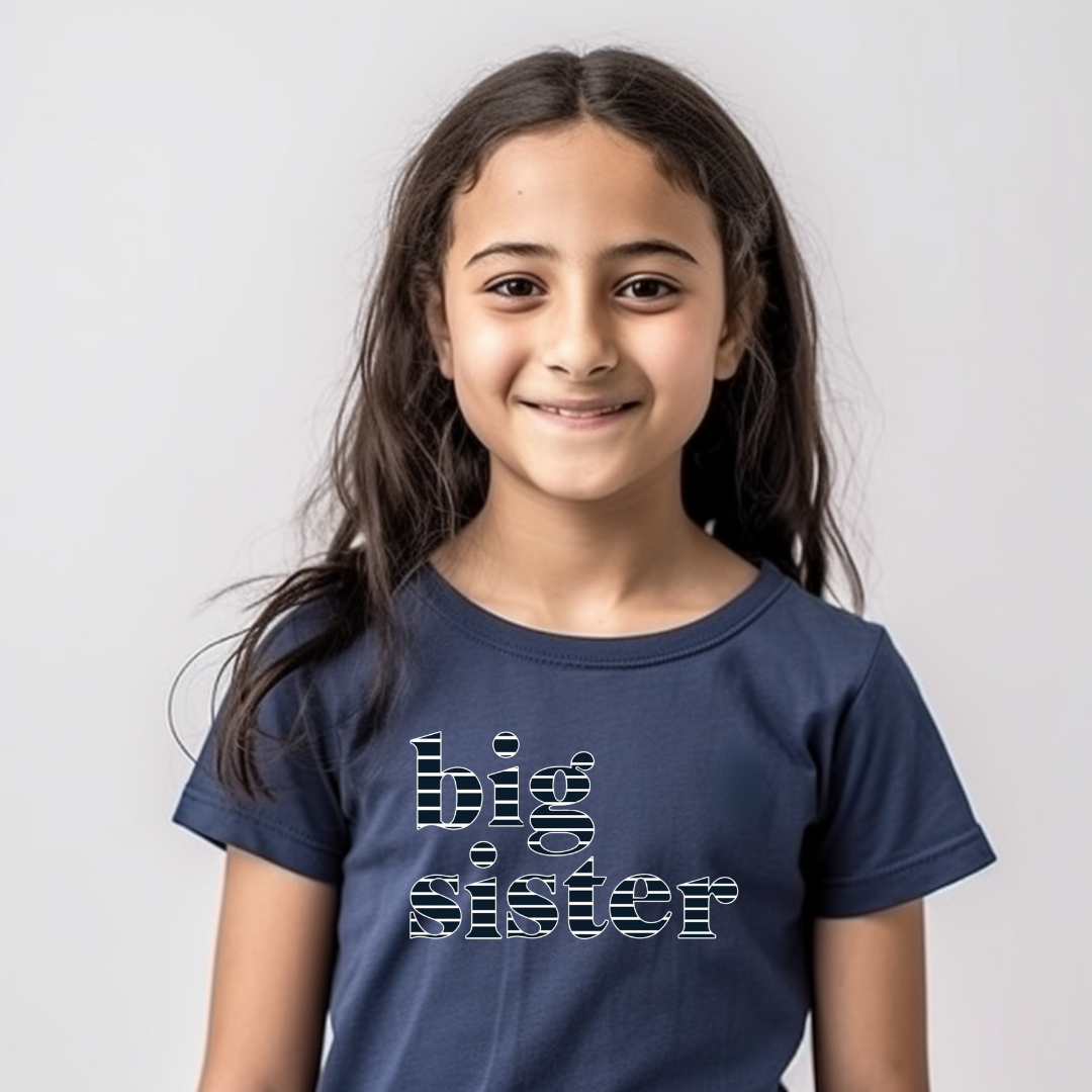 Big Sister T-Shirt Navy Stripe