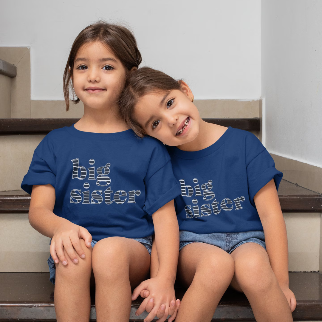 Big Sister T-Shirt Navy Stripe