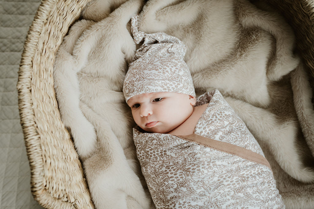 Brooklyn Swaddle Blanket & Newborn Hat Set