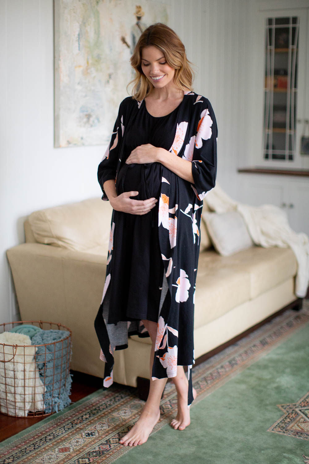 Black Floral Posy Maternity Hospital Gown Delivery Robe Perfect as Labor  Delivery Gown, Nursing Mothers, for Moms & to Be Moms, Pregnancy -   Canada