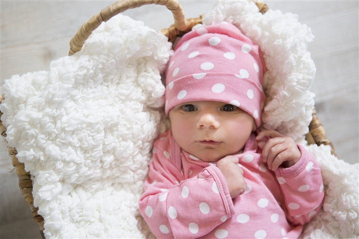 Pink Dotty Baby Receiving Gown and Hat