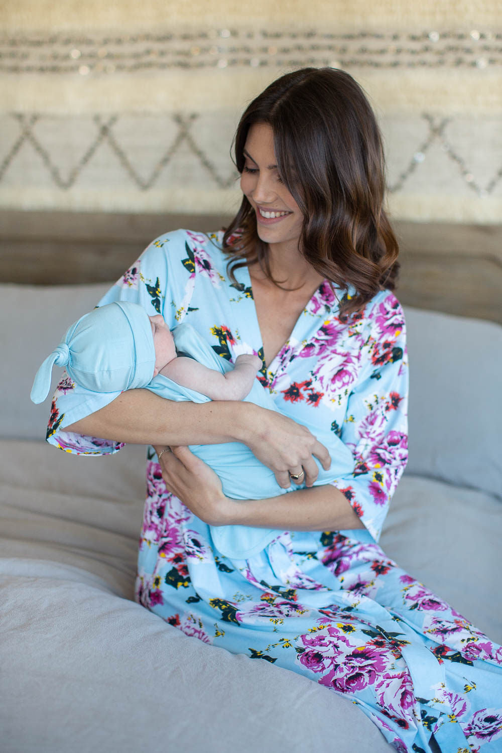 Isla Robe & Light Blue Newborn Swaddle Blanket Set