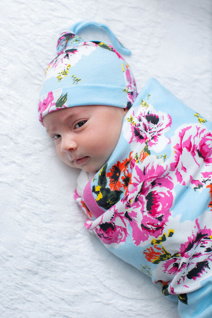 Isla Maternity Nursing Pajamas & Newborn Swaddle Blanket Set
