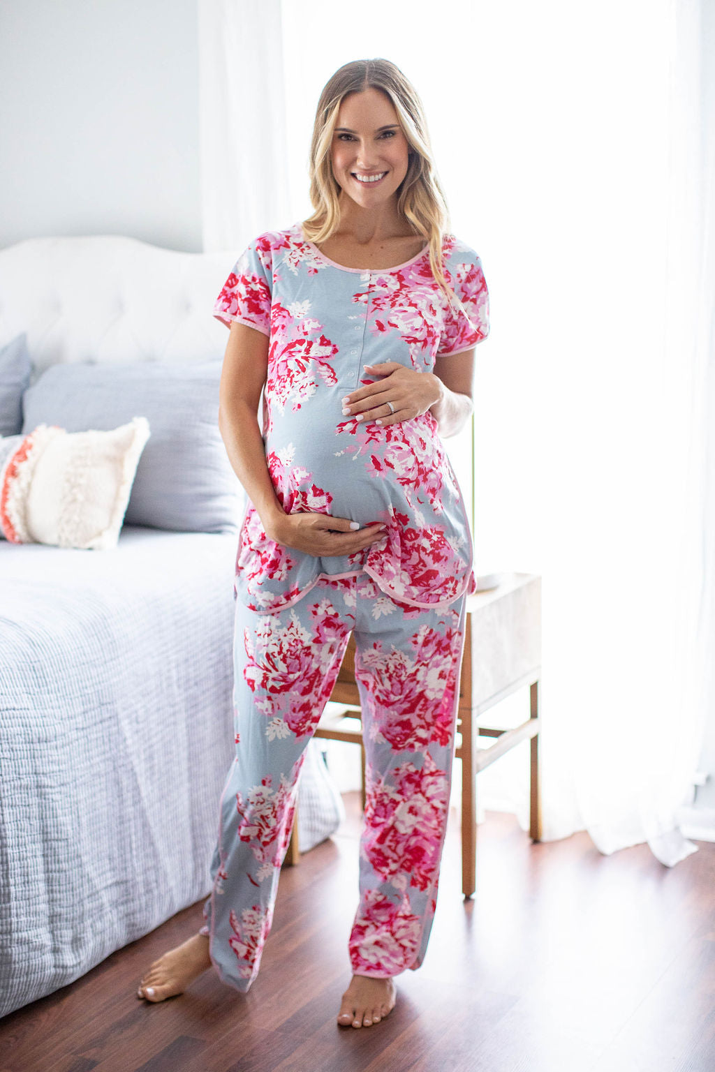Pretty Comy Maternity Nursing Nightgown for Pregnant Women Breastfeeding  Night Dress 3 Pack