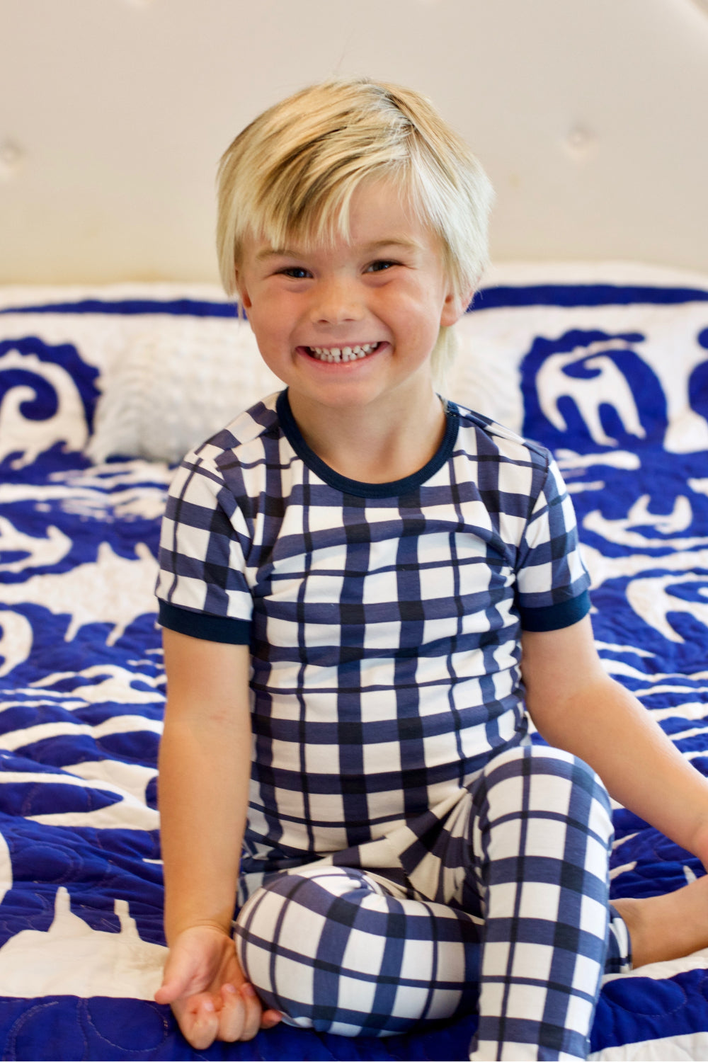 Blue Gingham Kids Lounge Set