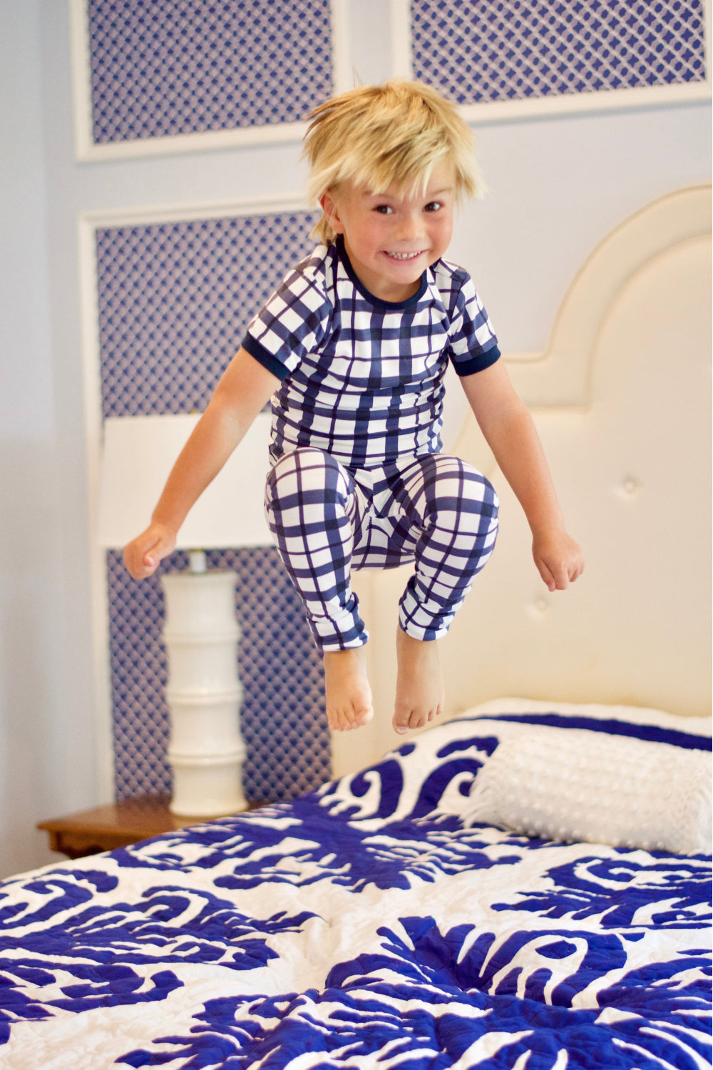 Blue Gingham Kids Lounge Set