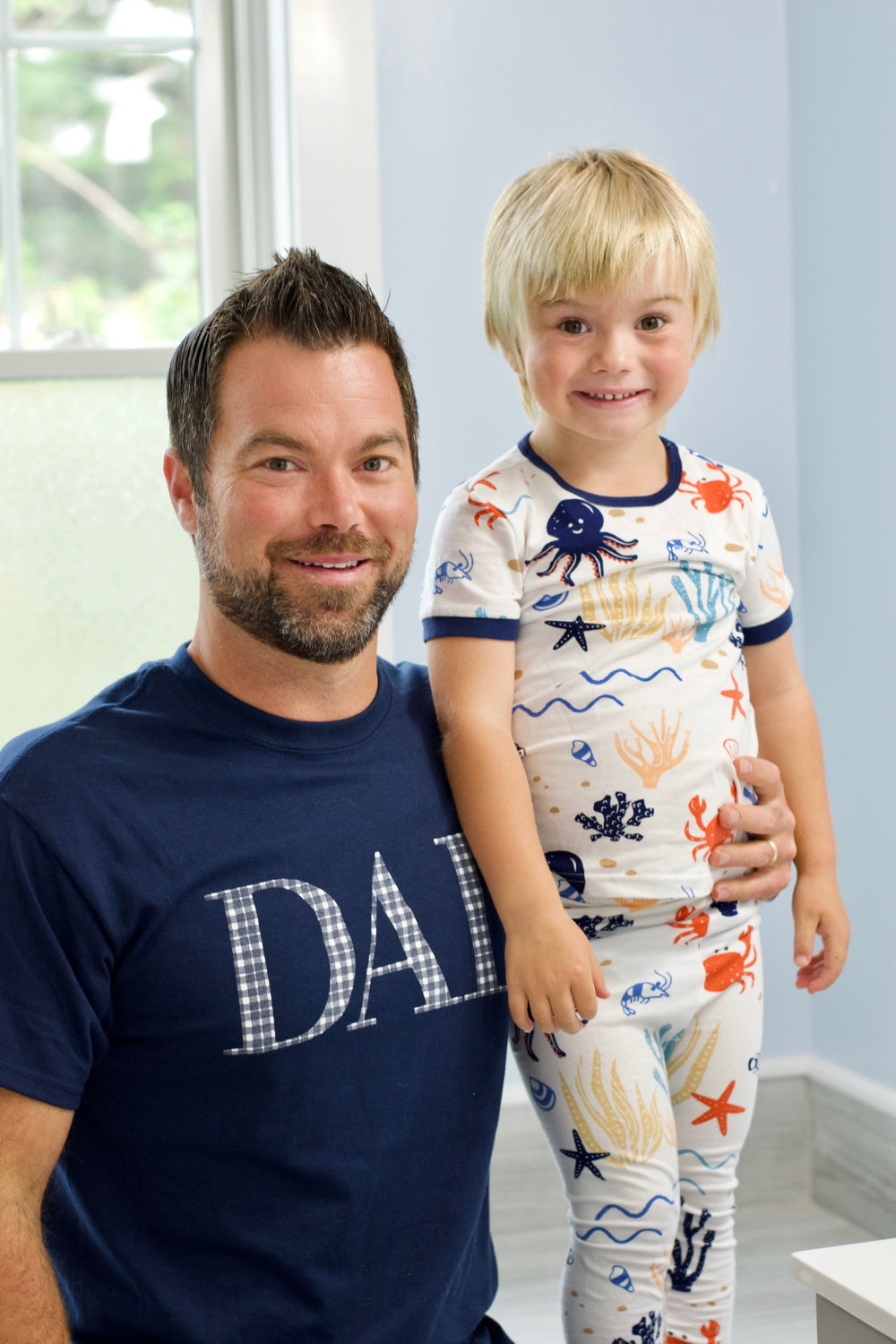 Blue Gingham Dad T-shirt