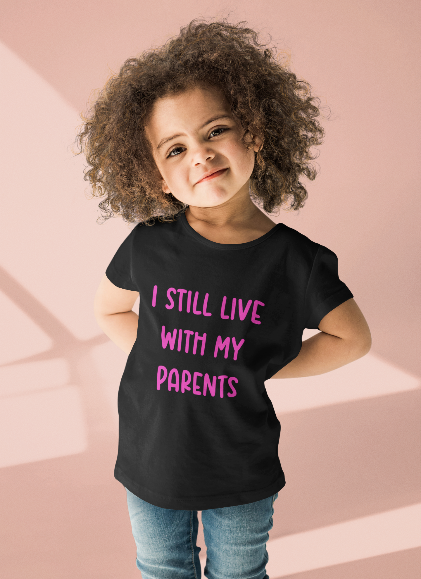 I still live with my parents t-shirt Black and Pink