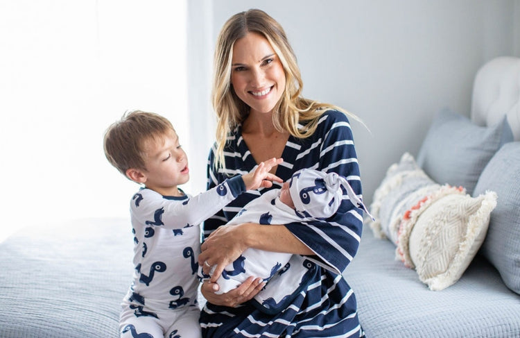 Maternity Nursing Pajamas & Big Sister Pajamas and Matching Baby Girl  Kimono Set / Baby Coming Home Outfit / Baby Be Mine Maternity /mae 
