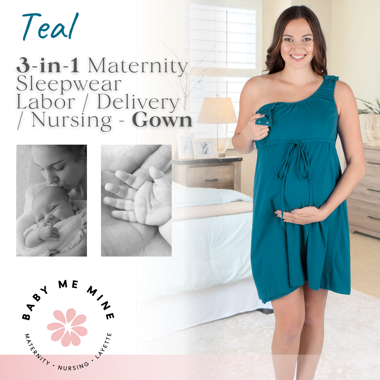 Teal 3 in 1 Labor Gown