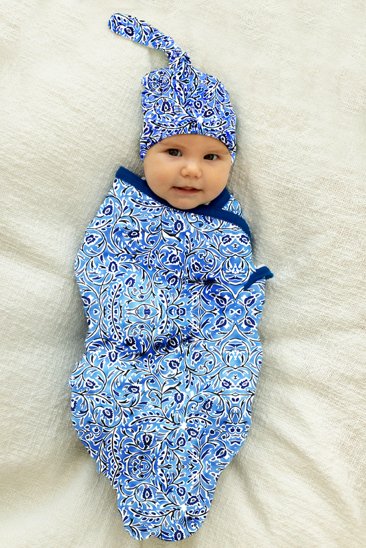 Natalia Swaddle Blanket & Newborn Hat Set