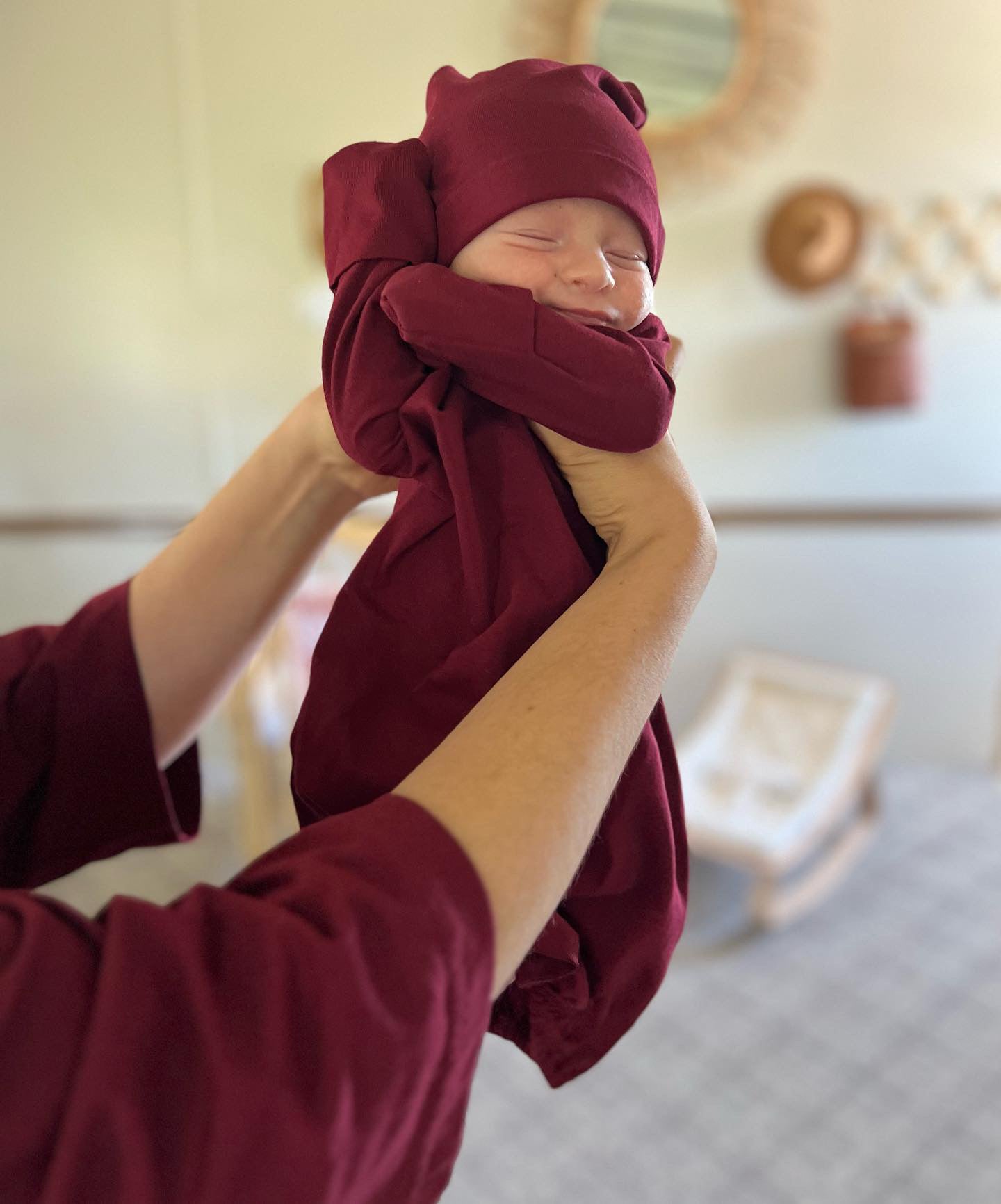 Merlot Robe & Baby Receiving Gown Set