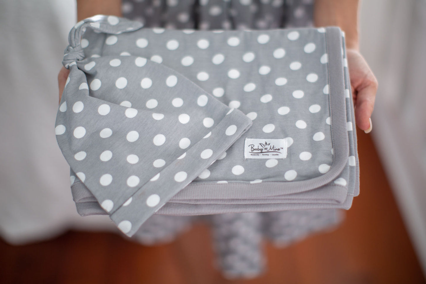 Lisa Robe & Newborn Swaddle Blanket Set & Polka Dot Dad T-Shirt