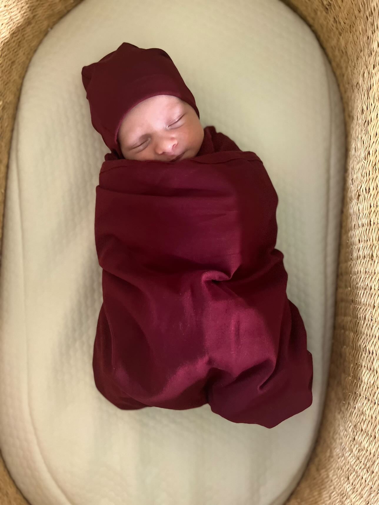 Merlot Robe & Newborn Swaddle Blanket Set