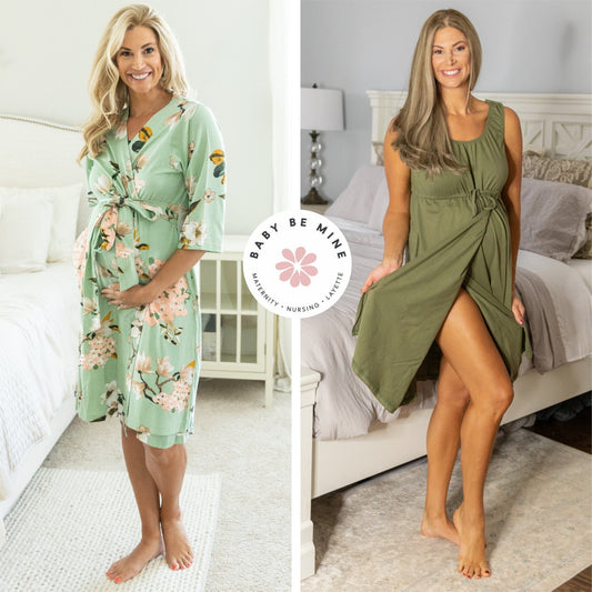 Gia Robe & Labor Gown Set Olive