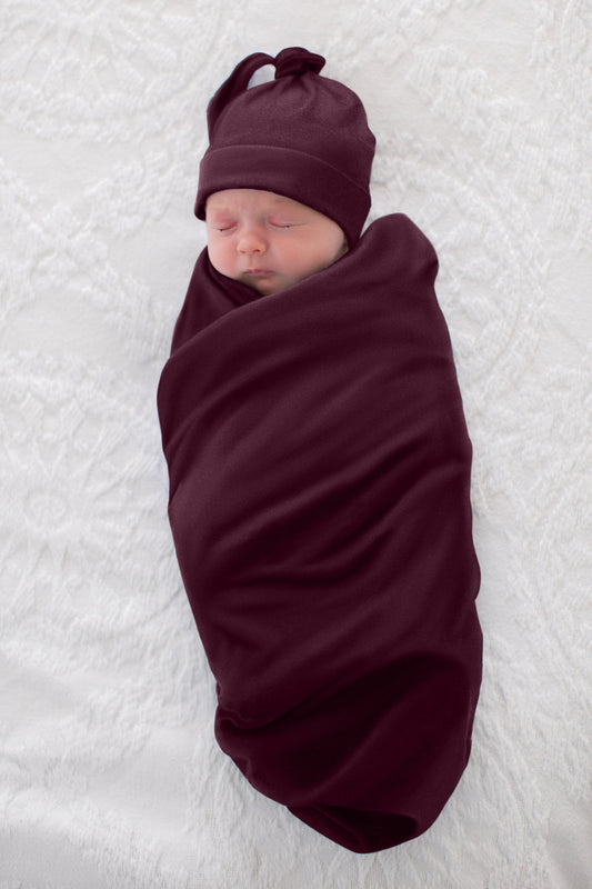 Merlot Swaddle Blanket & Newborn Hat Set