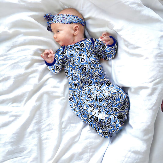 Natalia Newborn Baby Gown & Headband Set