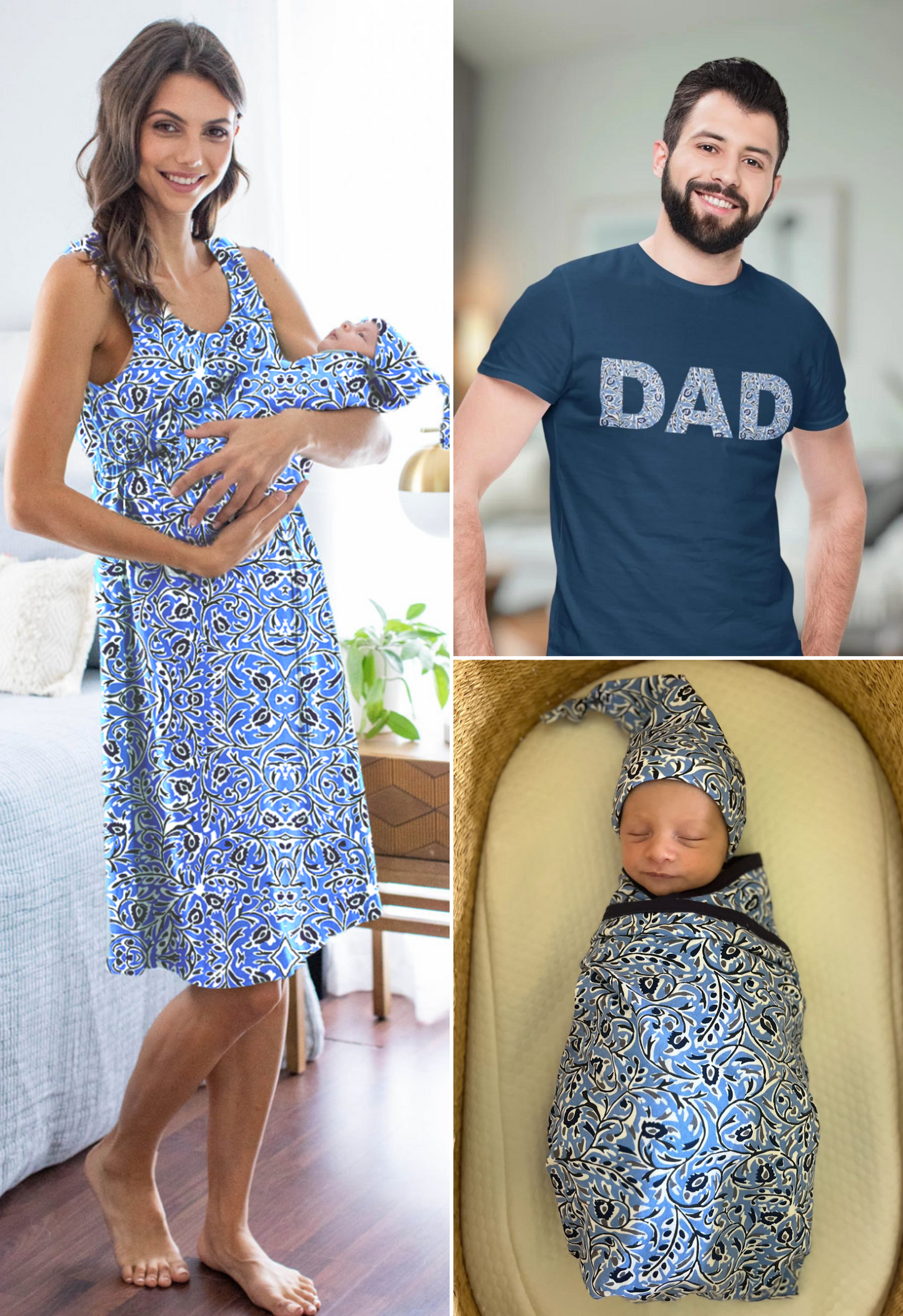 Natalia Labor Gown & Swaddle Set & Dad T-Shirt