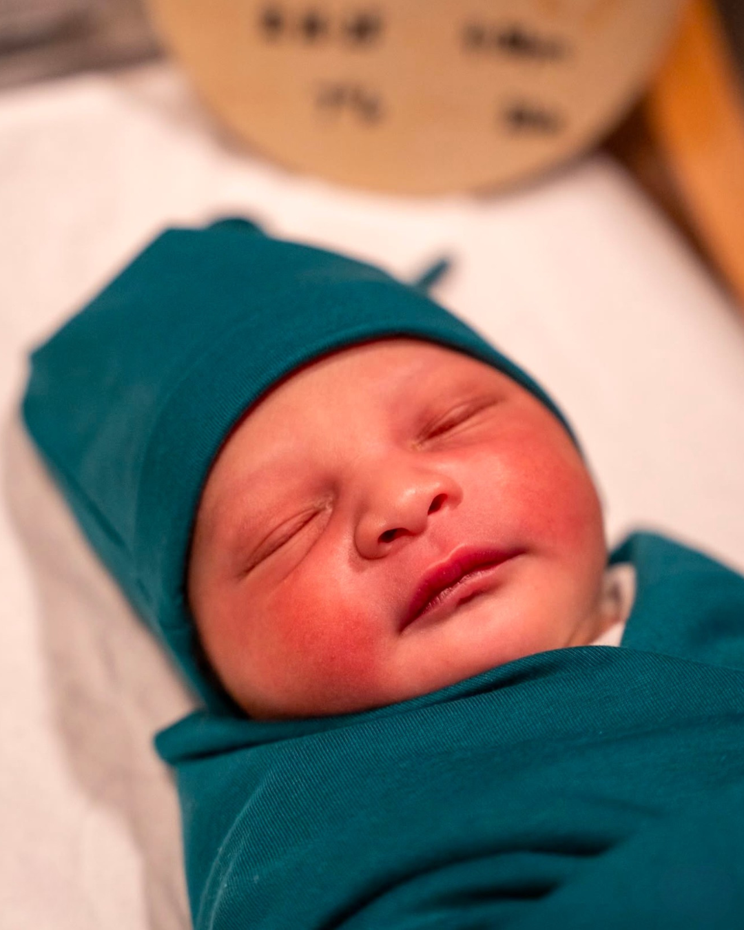 Teal Robe & Newborn Swaddle Blanket Set