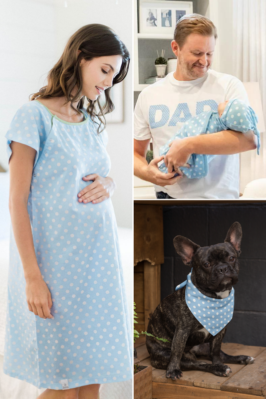 Nicole Gownie, Dad T-Shirt, Pet Bandana, & Newborn Swaddle Set