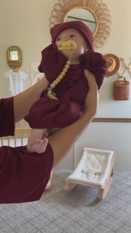 Merlot Robe & Baby Receiving Gown Set