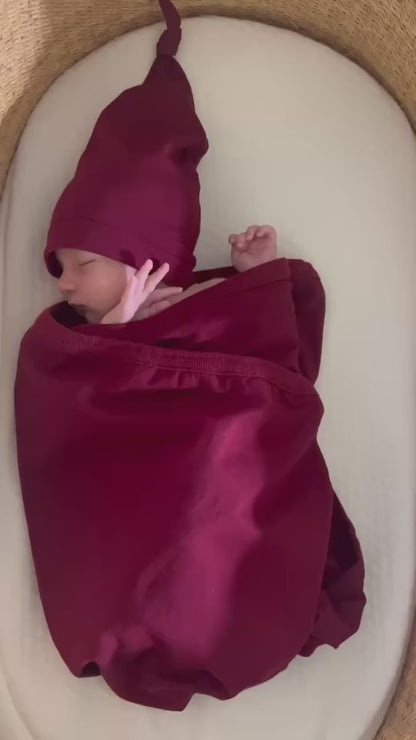 Merlot Robe & Newborn Swaddle Blanket Set