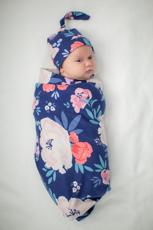 Annabelle Swaddle Blanket & Newborn Hat Set