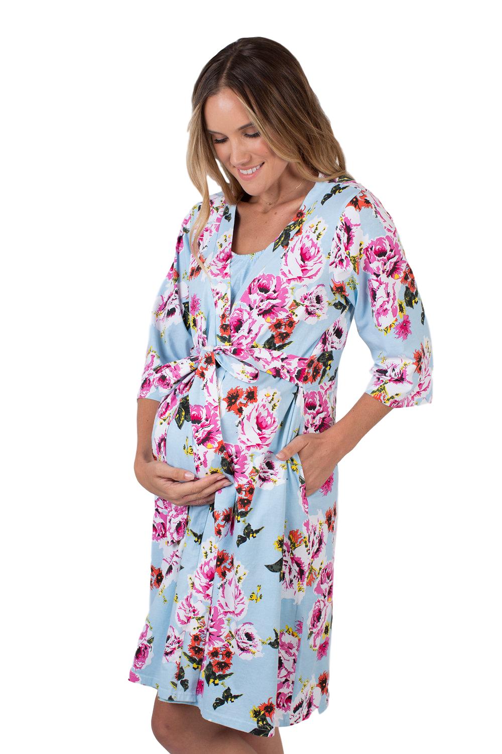 Maternity Hospital Delivery Robe & Matching Baby Girl Swaddle Blanket ...