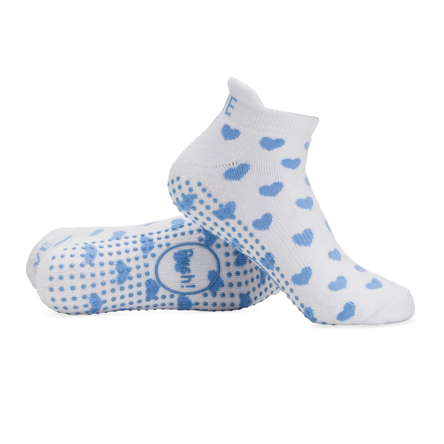 Push! Labor Socks - Blue & White Hearts