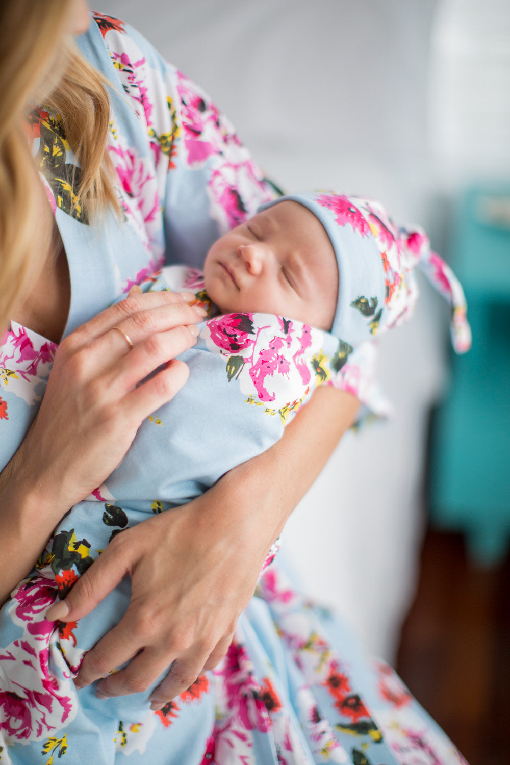 Mom and baby matching robe store and blanket