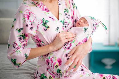 Amelia Robe & Newborn Swaddle Blanket Set