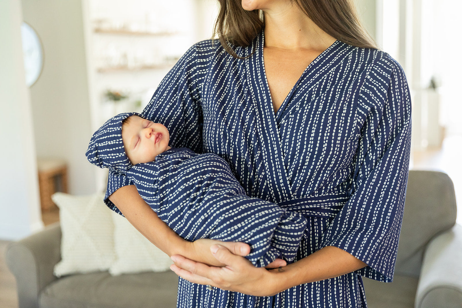  Maternity Robe Matching BaFby Receiving Swaddle Blanket Set  Newborn Hospital Labor Delivery Nursing Pregnancy Robe (Purple - 3Pcs,  L-XL) : Baby