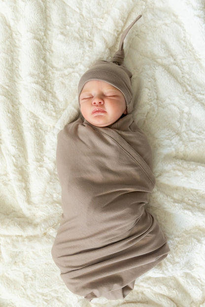 Brooklyn Robe & Taupe Swaddle Blanket Set