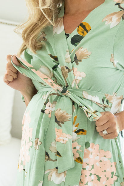 Gia Robe & Sage Baby Receiving Gown Set