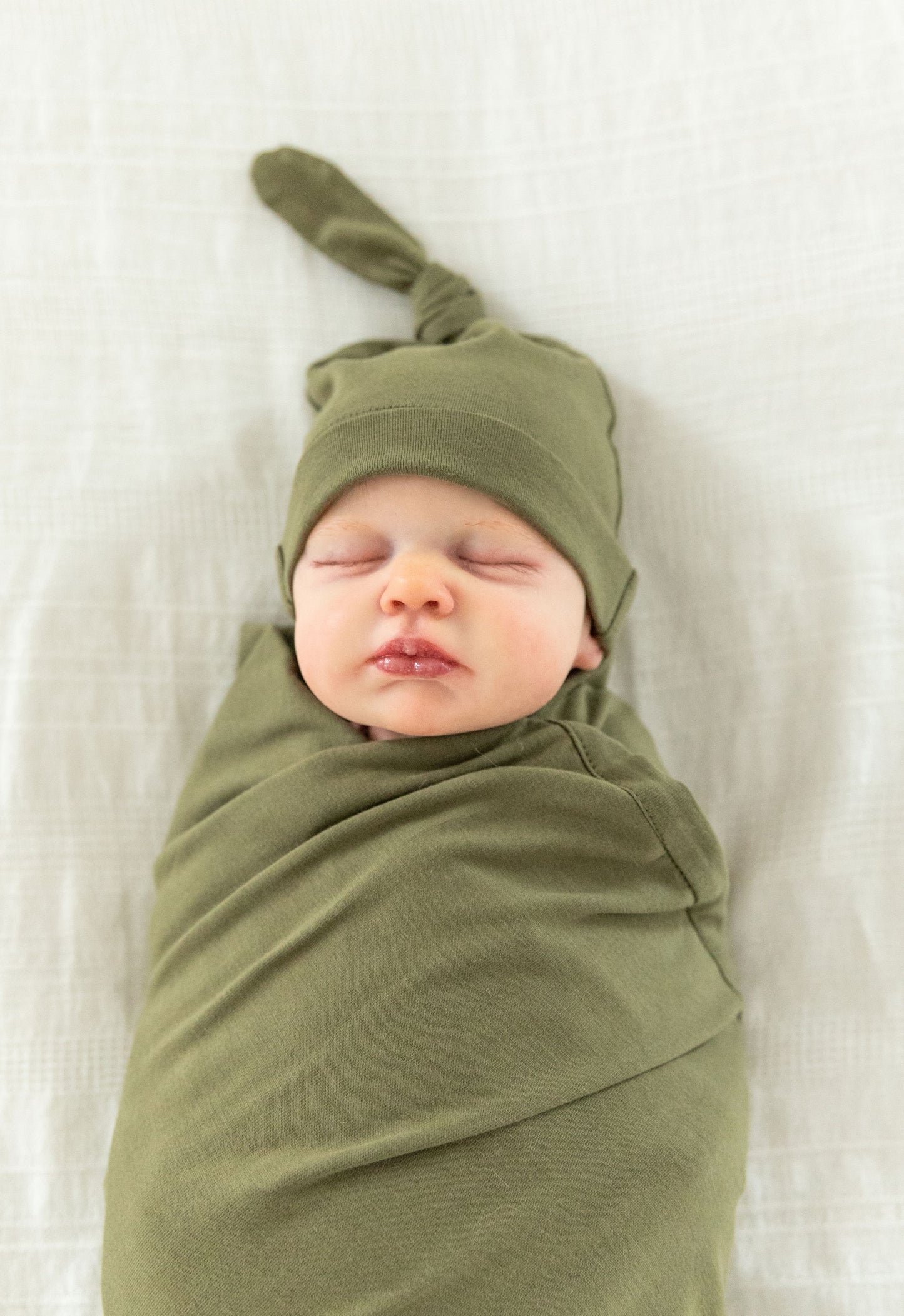 Olive Green Robe & Newborn Swaddle Blanket Set