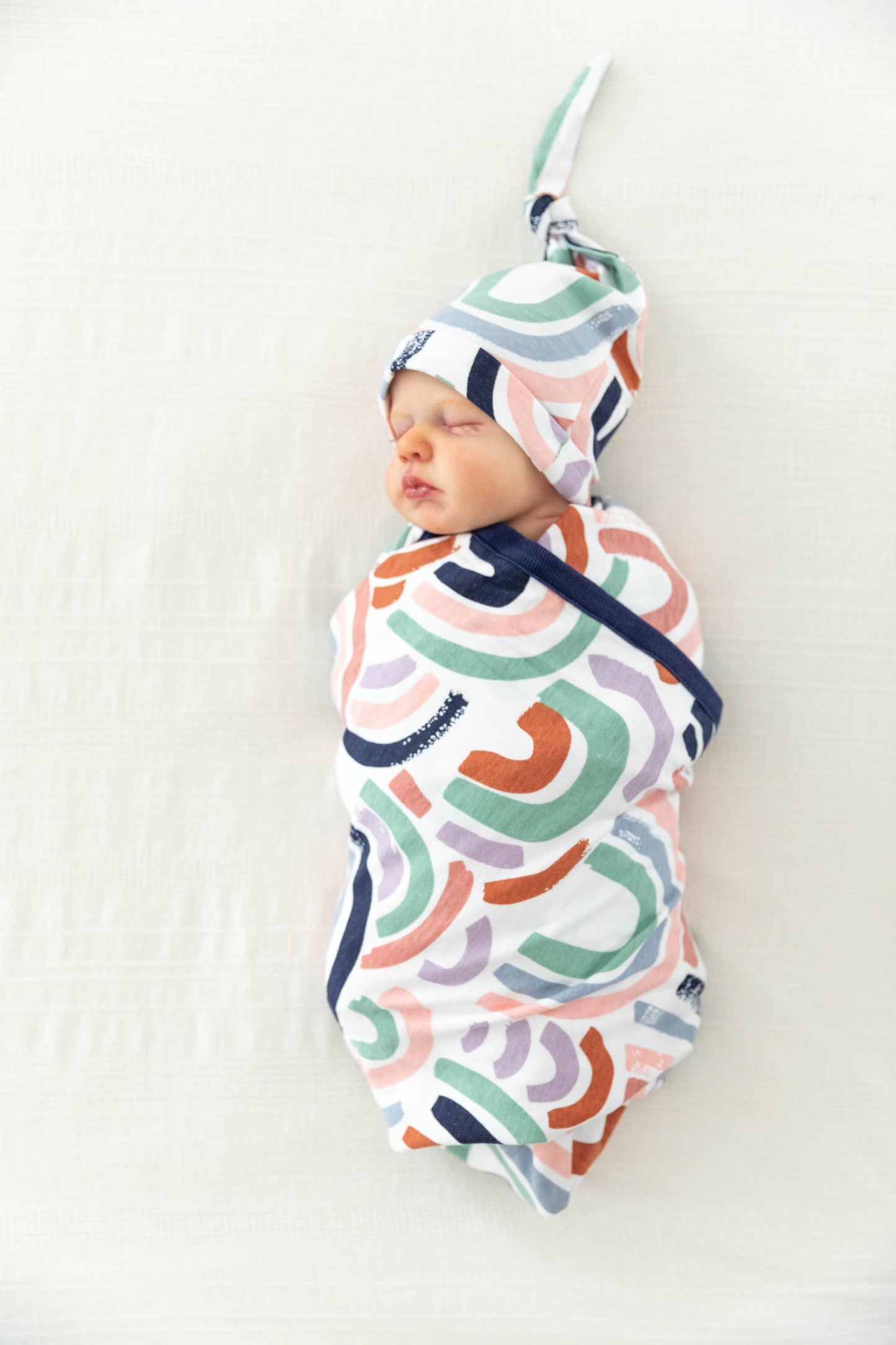 Sage Robe & Rainbow Newborn Swaddle Blanket Set