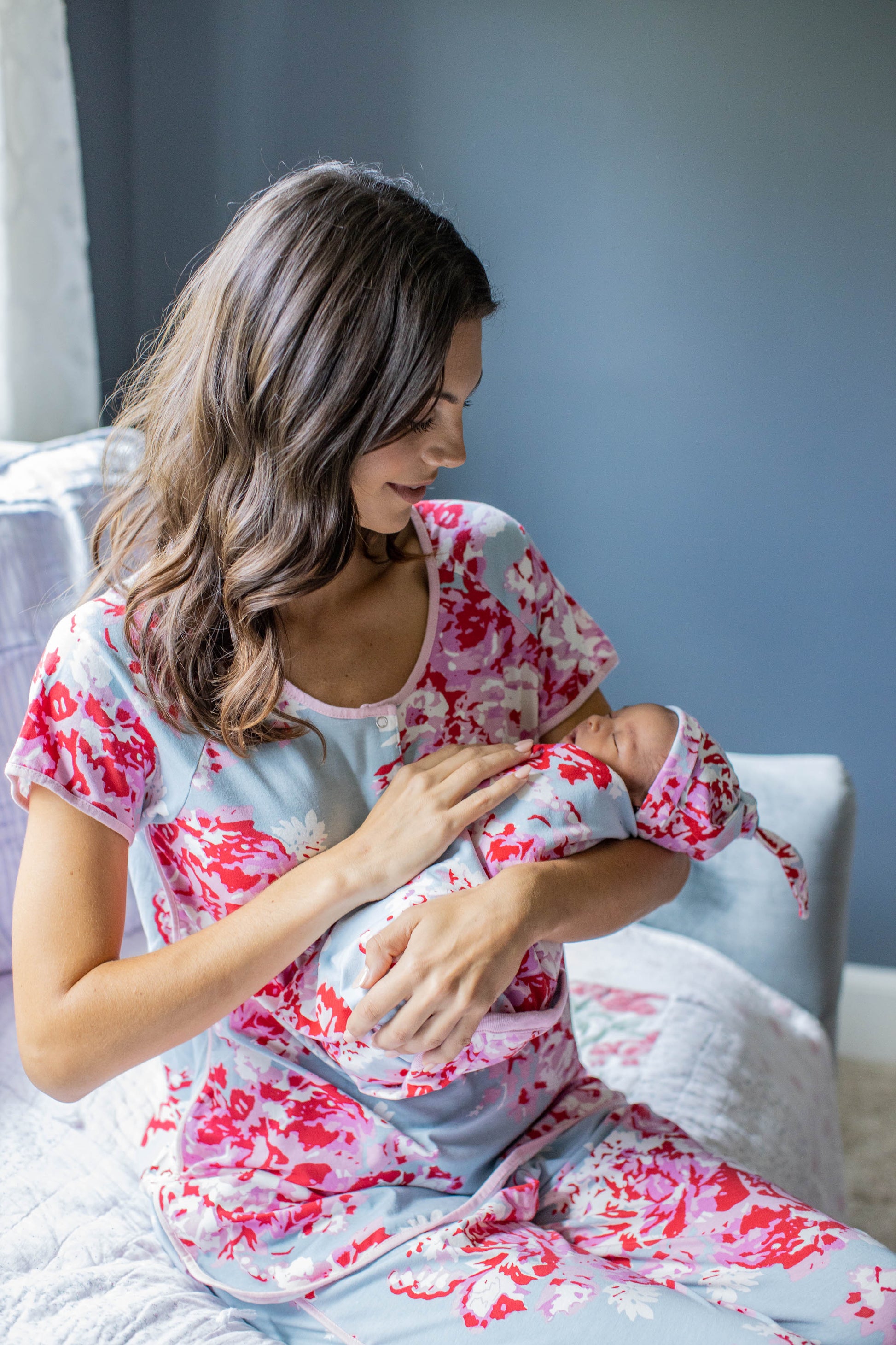 Olivia Maternity Nursing Pajamas & Big Sister Pajamas and Matching Baby  Swaddle Blanket Set / by Baby Be Mine Maternity / Little Sister -   Canada
