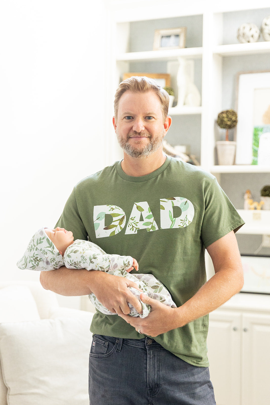 Morgan Robe & Baby Receiving Gown Set & Dad T-Shirt