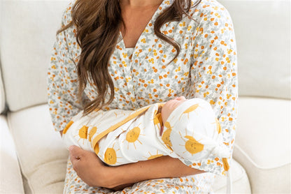 Aspen Robe & Sunshine Newborn Swaddle Blanket Set & Dad T-Shirt