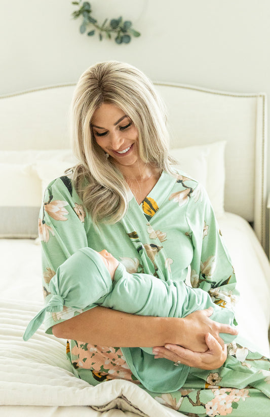 Maternity Nursing Pajamas & Big Sister Pajamas and Matching Baby Girl  Kimono Set / Baby Coming Home Outfit / Baby Be Mine Maternity /mae 