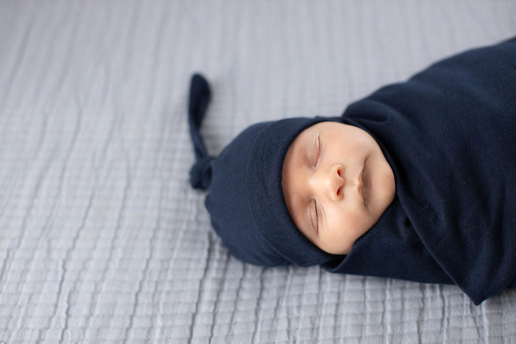 Serra Robe & Navy Blue Newborn Swaddle Blanket Set