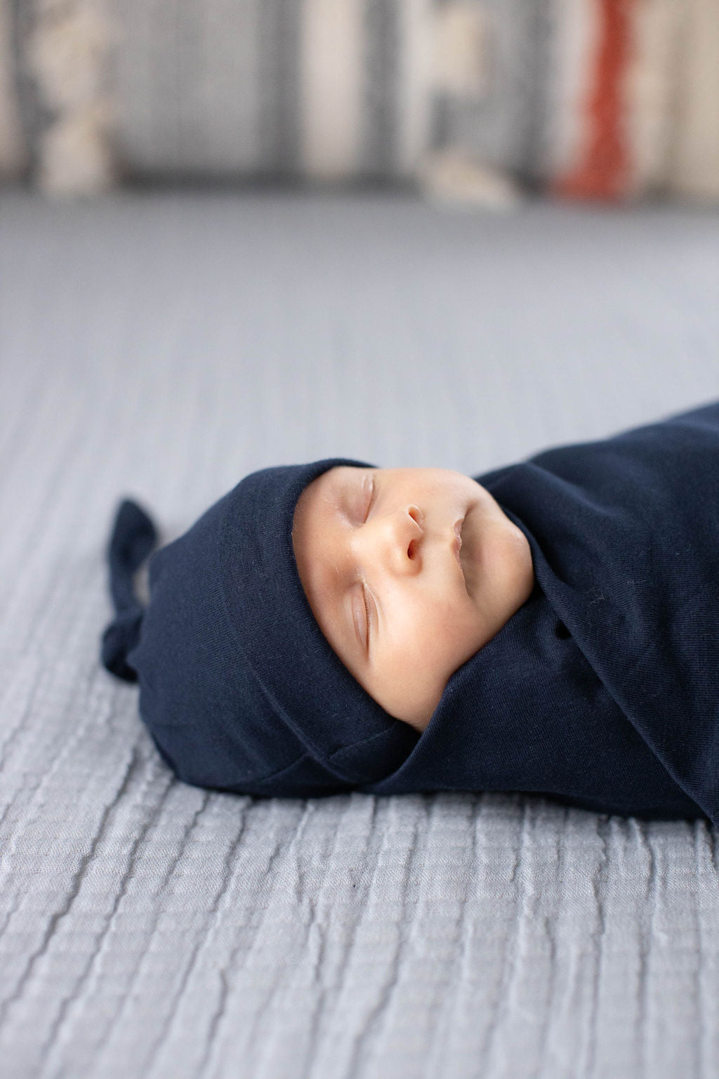 Navy Blue Swaddle Blanket & Newborn Hat Set