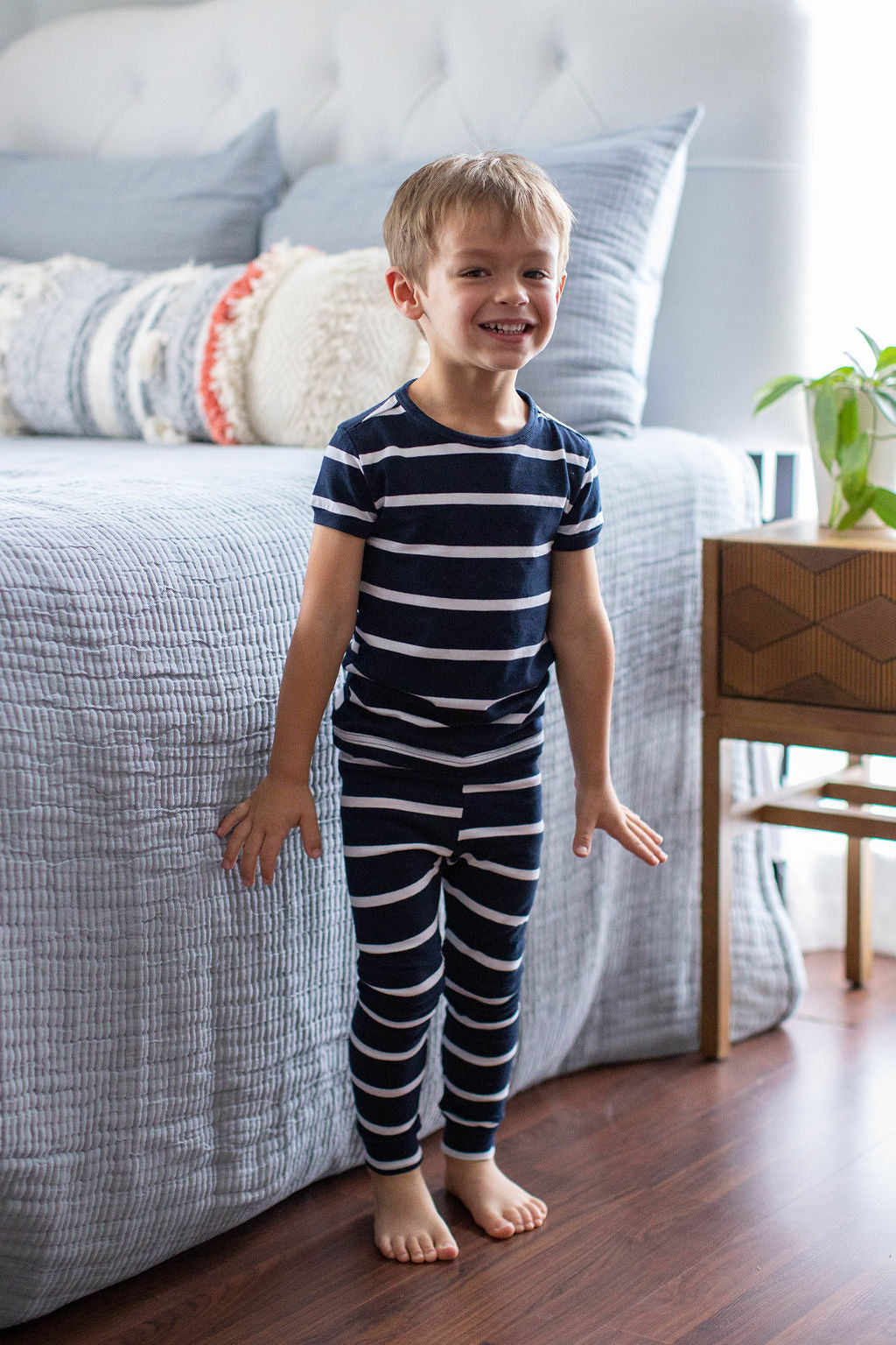 Navy Stripe Big Brother Pajama Set Family Matching Mommy and Me