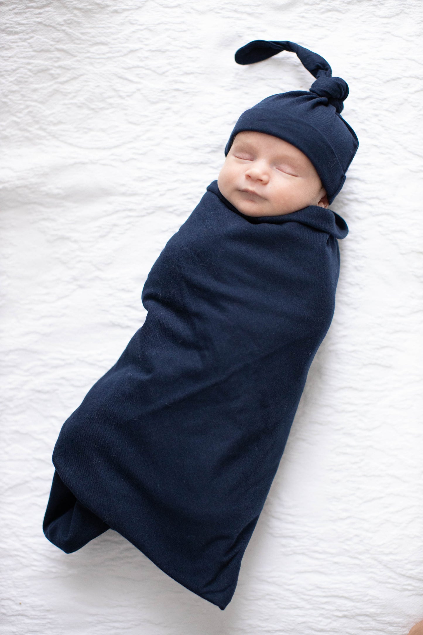 Luna Robe & Navy Newborn Swaddle Blanket Set