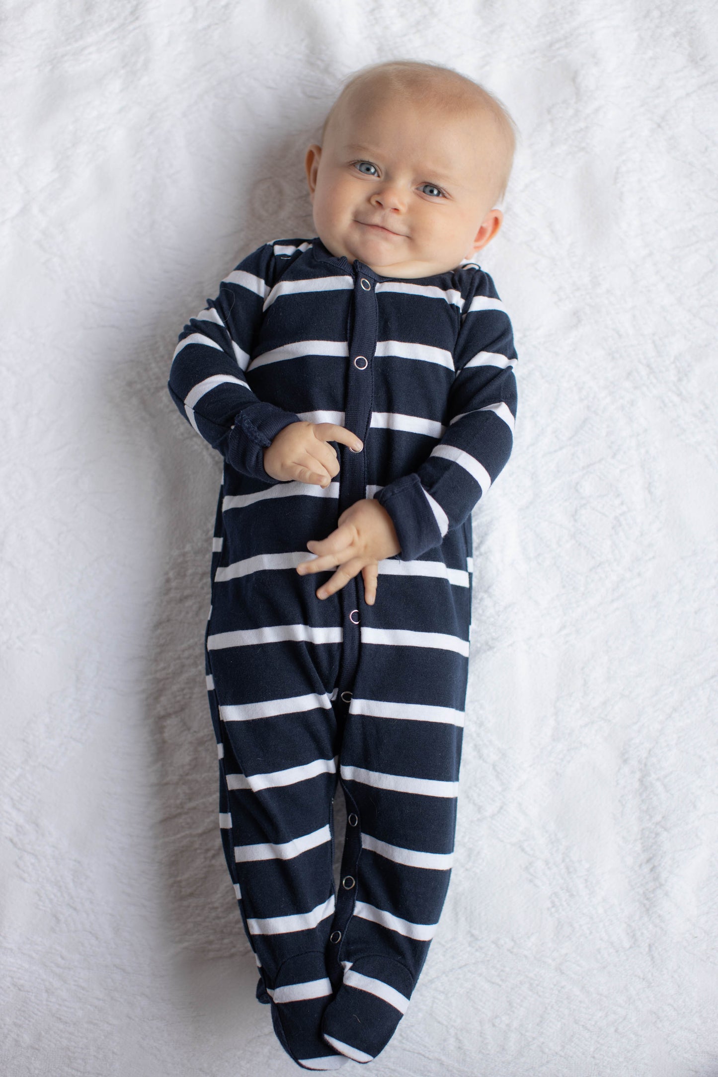 Navy Stripe Baby One Piece Footed Romper (3-6mo Only)