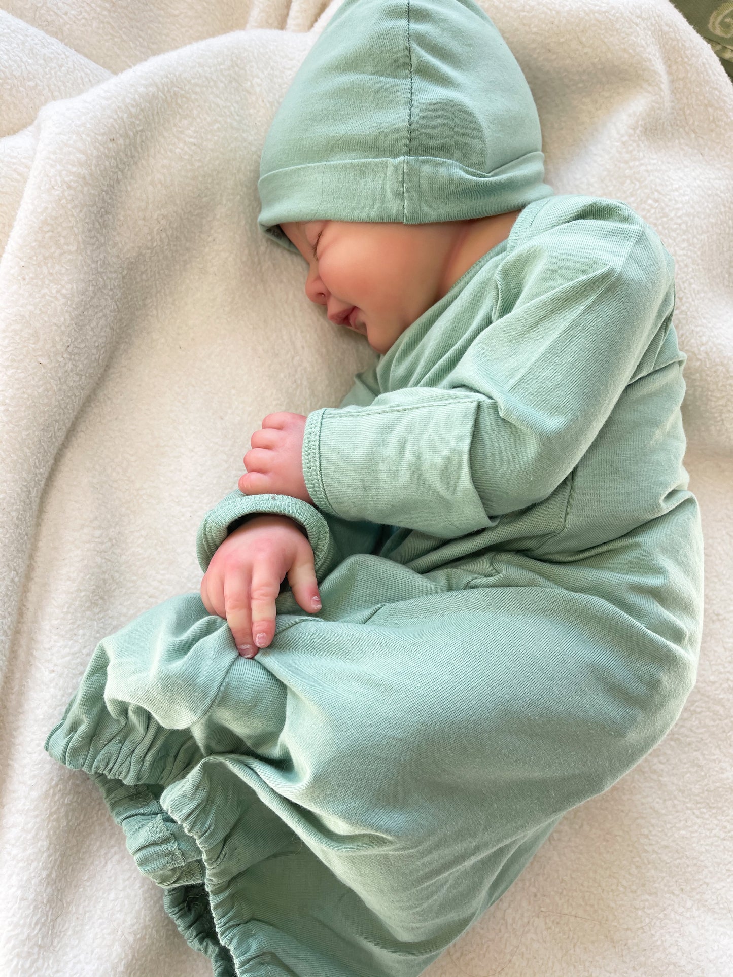 Mila Pregnancy Robe & Sage Green Baby Receiving Gown Set