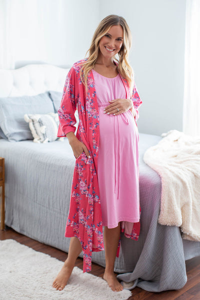 Grace Maternity Labor Delivery & Nursing Gown in Shell Pink